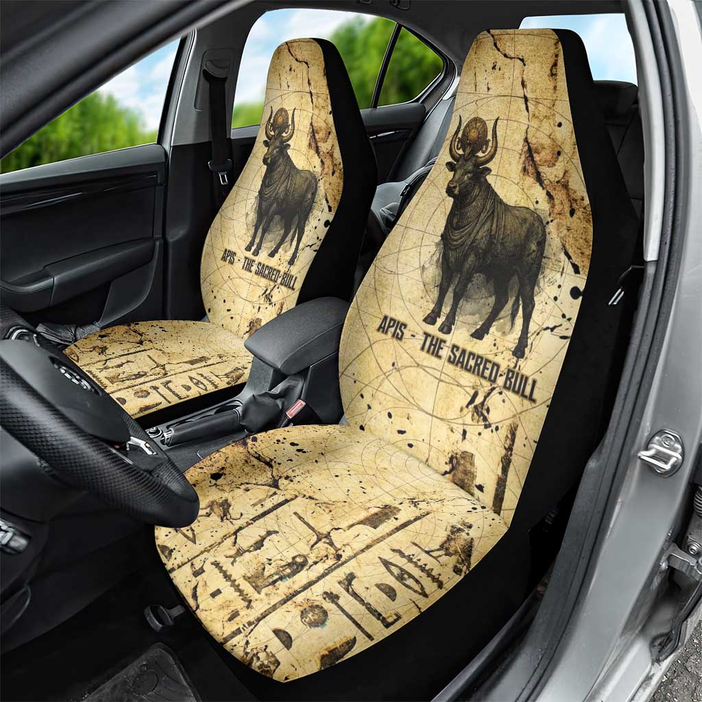 Apis Car Seat Cover Ancient Egyptian Papyrus Map, Egyptian Crown Bull Illustration - African Pride