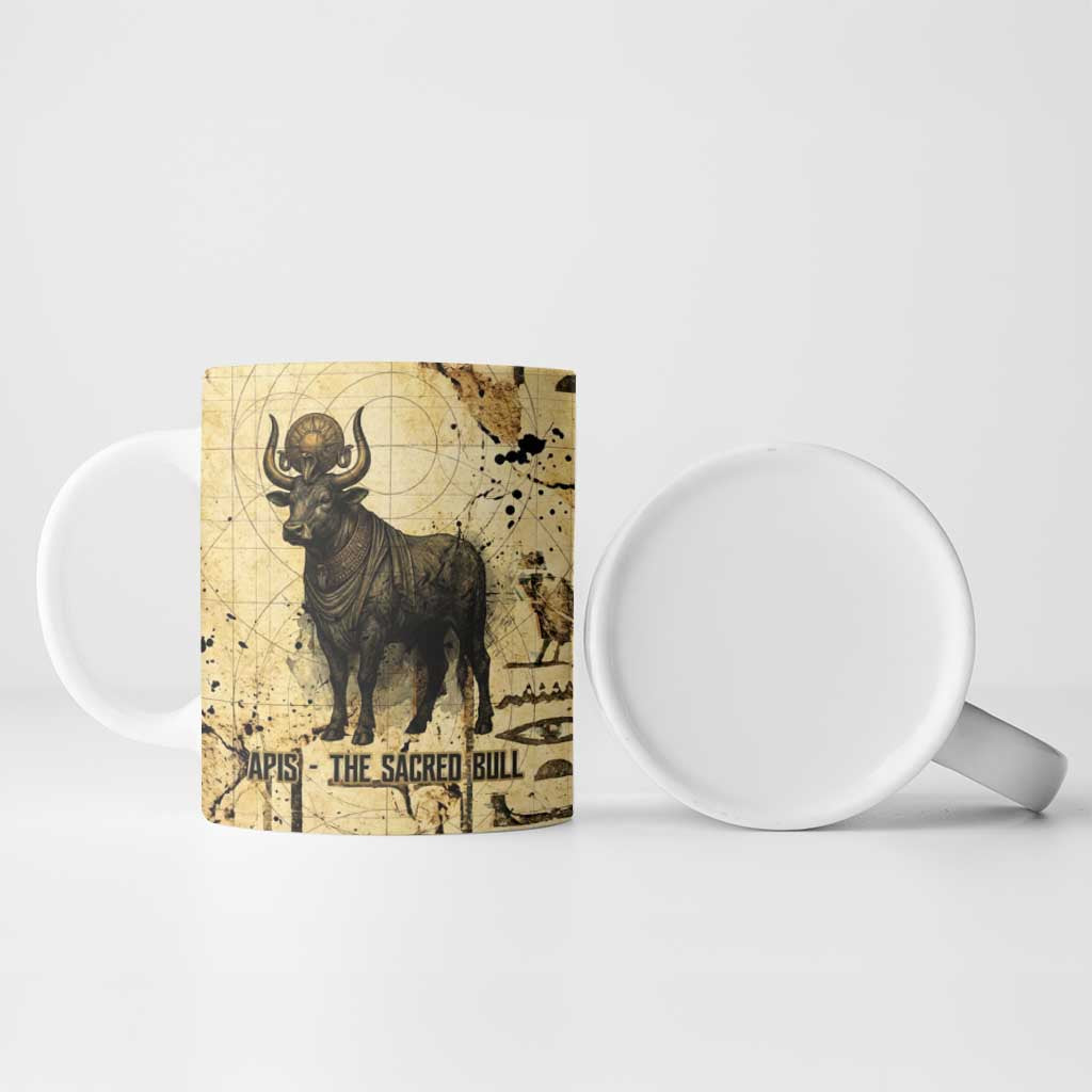 Apis Ceramic Mug Ancient Egyptian Papyrus Map, Egyptian Crown Bull Illustration - African Pride
