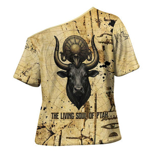 Apis Cross Shoulder Shirt Ancient Egyptian Papyrus Map, Egyptian Crown Bull Illustration - African Pride
