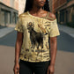 Apis Cross Shoulder Shirt Ancient Egyptian Papyrus Map, Egyptian Crown Bull Illustration - African Pride