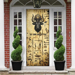 Apis Door Cover Ancient Egyptian Papyrus Map, Egyptian Crown Bull Illustration - African Pride