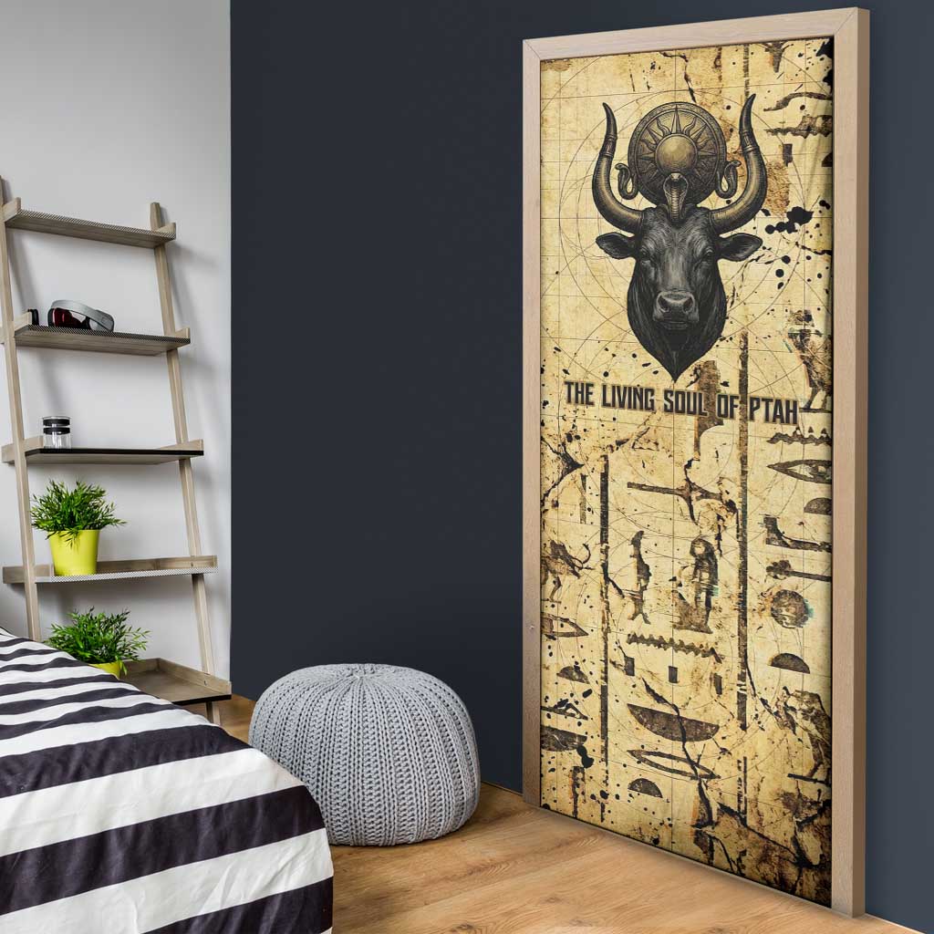 Apis Door Cover Ancient Egyptian Papyrus Map, Egyptian Crown Bull Illustration - African Pride