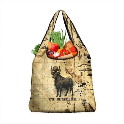 Apis Grocery Bag Ancient Egyptian Papyrus Map, Egyptian Crown Bull Illustration - African Pride