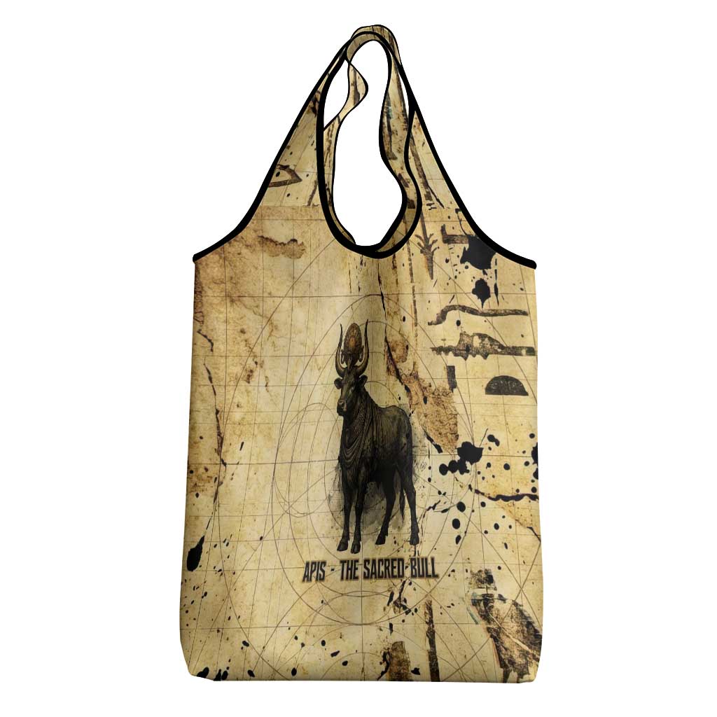 Apis Grocery Bag Ancient Egyptian Papyrus Map, Egyptian Crown Bull Illustration - African Pride