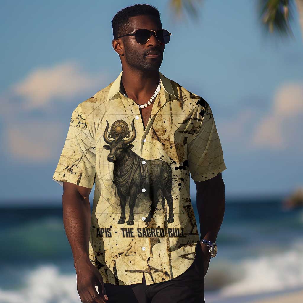 Apis Hawaiian Shirt Ancient Egyptian Papyrus Map, Egyptian Crown Bull Illustration - African Pride