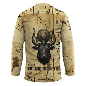 Apis Hockey Jersey Ancient Egyptian Papyrus Map, Egyptian Crown Bull Illustration - African Pride