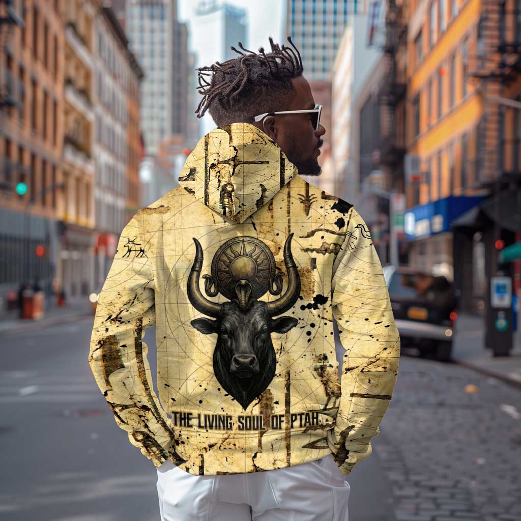 Apis Hoodie Ancient Egyptian Papyrus Map, Egyptian Crown Bull Illustration - African Pride