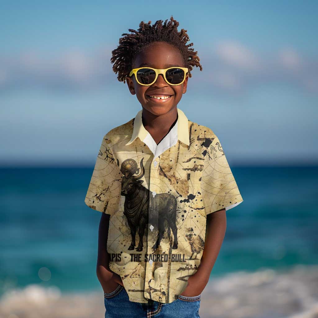 Apis Kid Hawaiian Shirt Ancient Egyptian Papyrus Map, Egyptian Crown Bull Illustration - African Pride