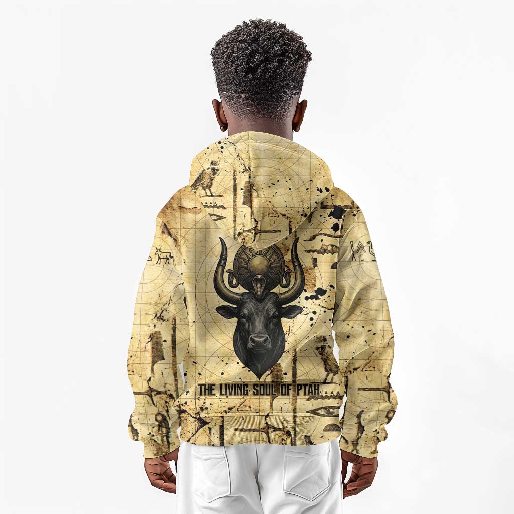 Apis Kid Hoodie Ancient Egyptian Papyrus Map, Egyptian Crown Bull Illustration - African Pride