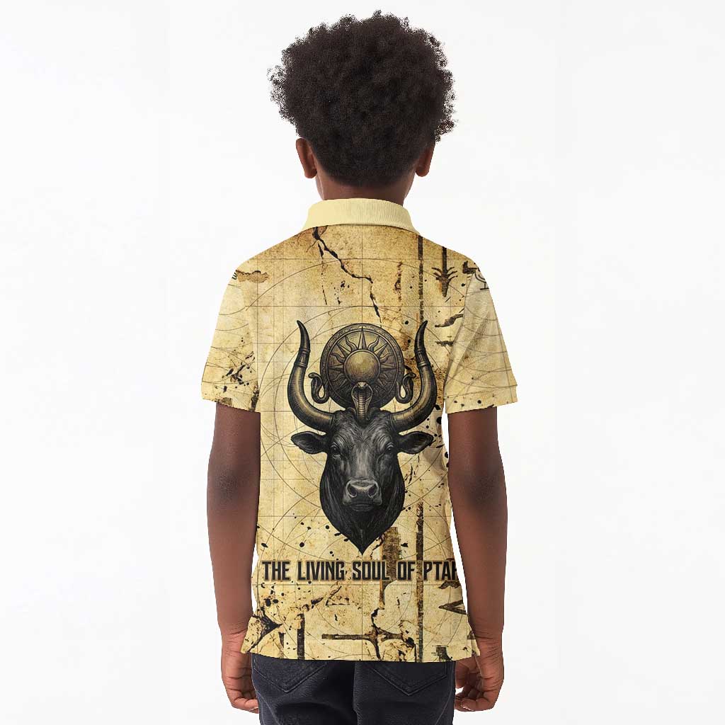 Apis Kid Polo Shirt Ancient Egyptian Papyrus Map, Egyptian Crown Bull Illustration - African Pride