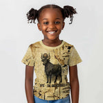 Apis Kid T shirt Ancient Egyptian Papyrus Map, Egyptian Crown Bull Illustration - African Pride