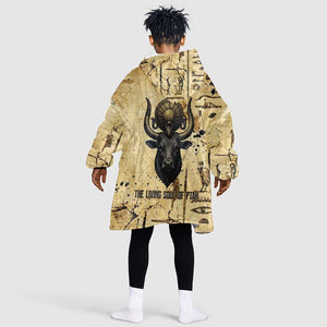 Apis Kid Wearable Blanket Hoodie Ancient Egyptian Papyrus Map, Egyptian Crown Bull Illustration - African Pride