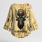 Apis Kimono Sleeve Blouse Ancient Egyptian Papyrus Map, Egyptian Crown Bull Illustration - African Pride