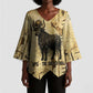 Apis Kimono Sleeve Blouse Ancient Egyptian Papyrus Map, Egyptian Crown Bull Illustration - African Pride