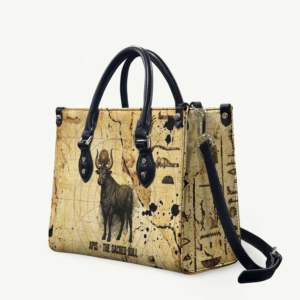 Apis Leather Bag Ancient Egyptian Papyrus Map, Egyptian Crown Bull Illustration - African Pride