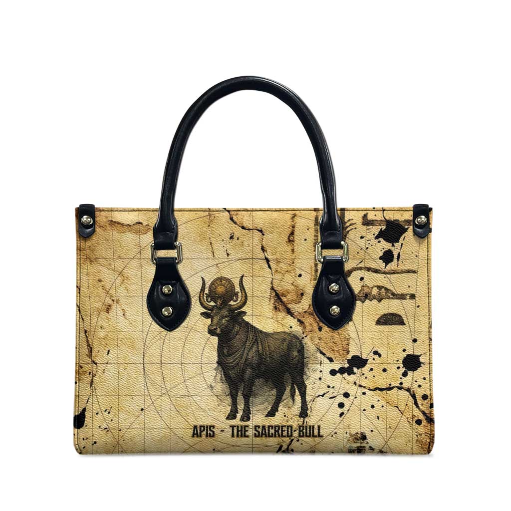 Apis Leather Bag Ancient Egyptian Papyrus Map, Egyptian Crown Bull Illustration - African Pride