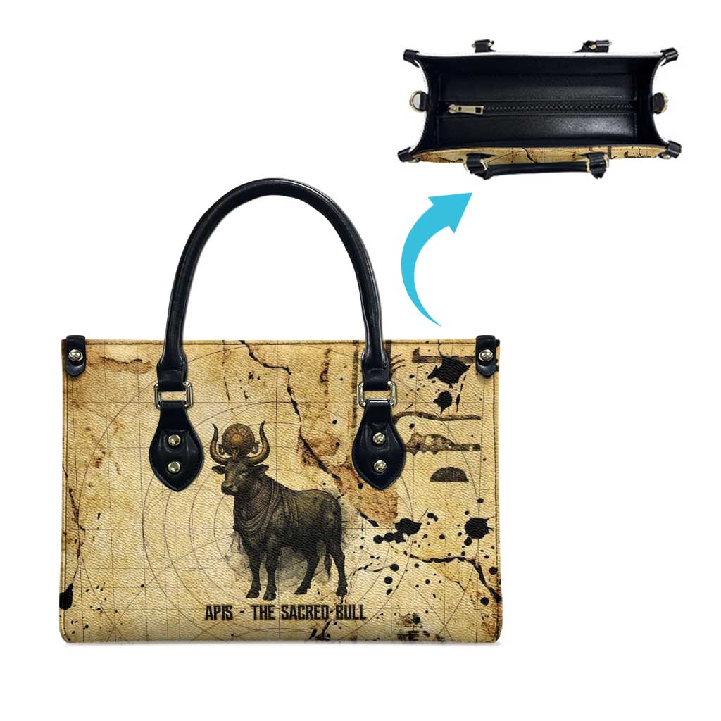 Apis Leather Bag Ancient Egyptian Papyrus Map, Egyptian Crown Bull Illustration - African Pride