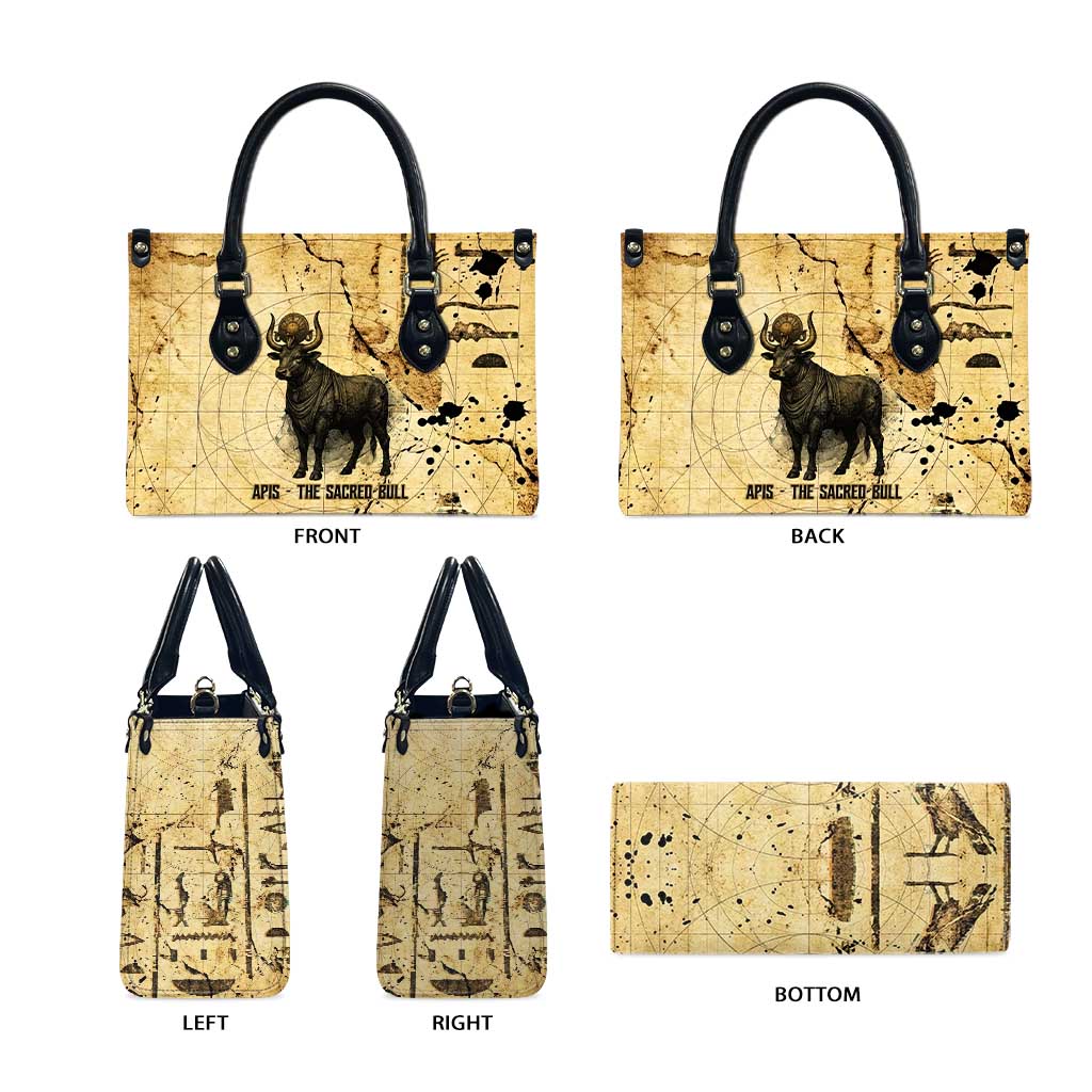 Apis Leather Bag Ancient Egyptian Papyrus Map, Egyptian Crown Bull Illustration - African Pride