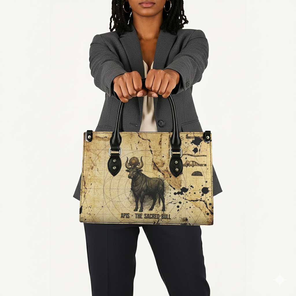 Apis Leather Bag Ancient Egyptian Papyrus Map, Egyptian Crown Bull Illustration - African Pride