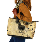 Apis Leather Tote Bag Ancient Egyptian Papyrus Map, Egyptian Crown Bull Illustration - African Pride