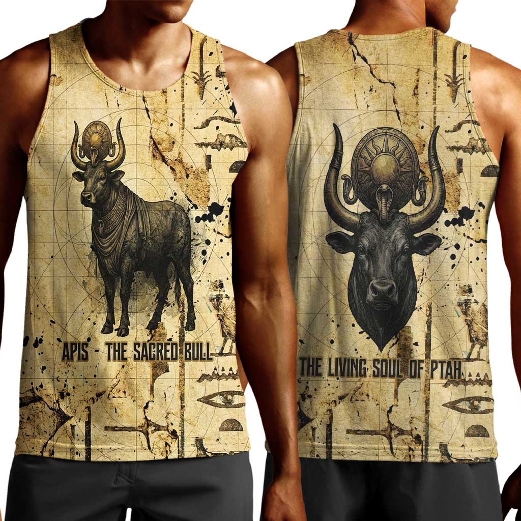Apis Men Tank Top Ancient Egyptian Papyrus Map, Egyptian Crown Bull Illustration - African Pride