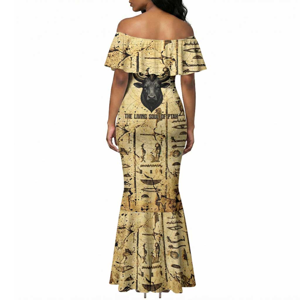 Apis Mermaid Dress Ancient Egyptian Papyrus Map, Egyptian Crown Bull Illustration - African Pride