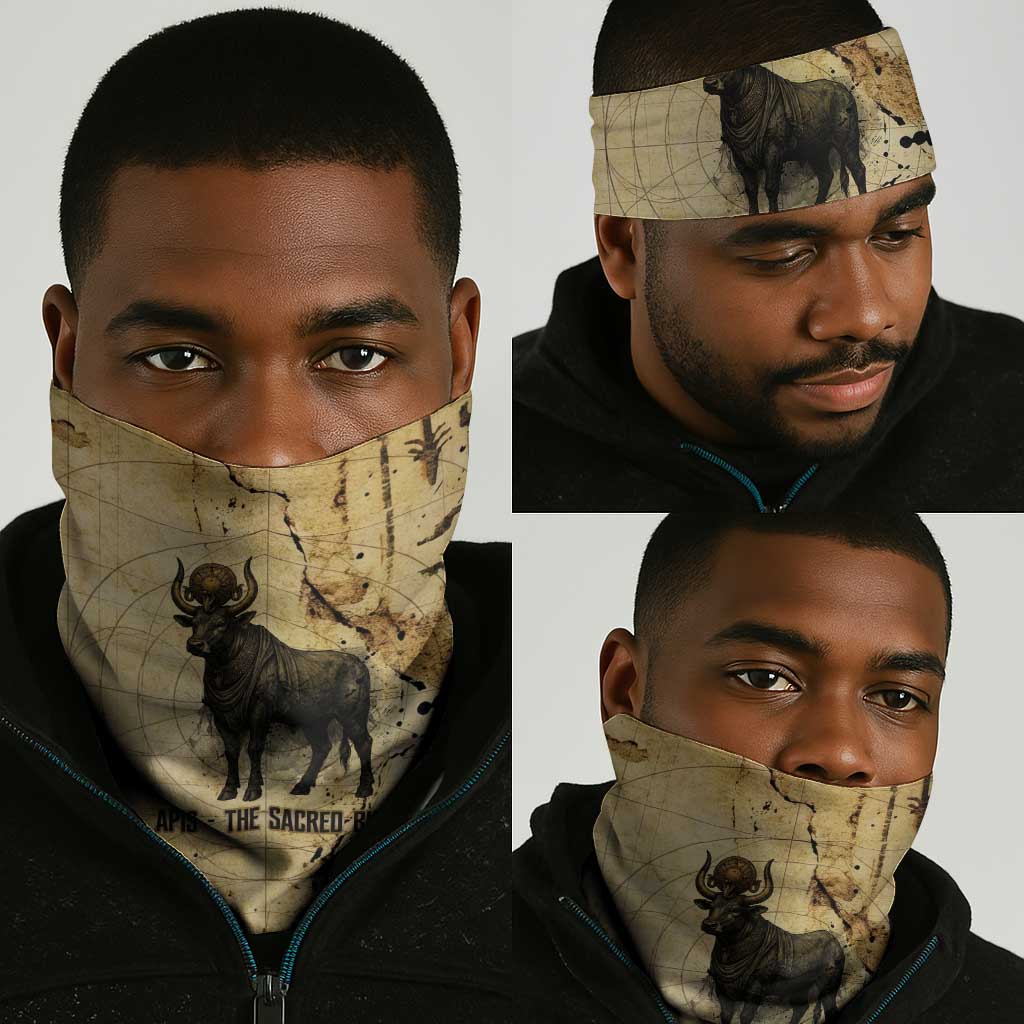 Apis Neck Gaiter Ancient Egyptian Papyrus Map, Egyptian Crown Bull Illustration - African Pride