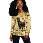 Apis Off Shoulder Sweater Ancient Egyptian Papyrus Map, Egyptian Crown Bull Illustration - African Pride