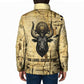 Apis Padded Jacket Ancient Egyptian Papyrus Map, Egyptian Crown Bull Illustration - African Pride