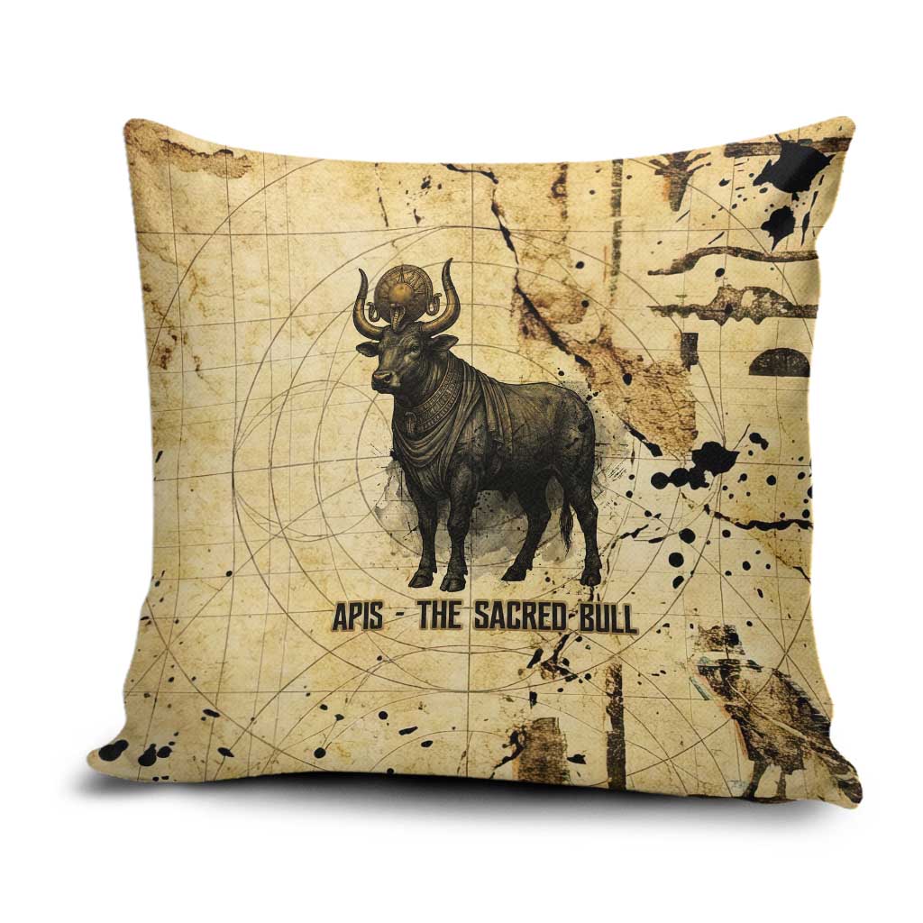 Apis Pillow Cover Ancient Egyptian Papyrus Map, Egyptian Crown Bull Illustration - African Pride