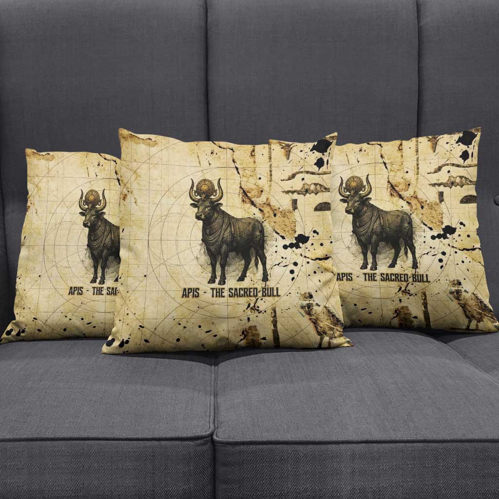 Apis Pillow Cover Ancient Egyptian Papyrus Map, Egyptian Crown Bull Illustration - African Pride