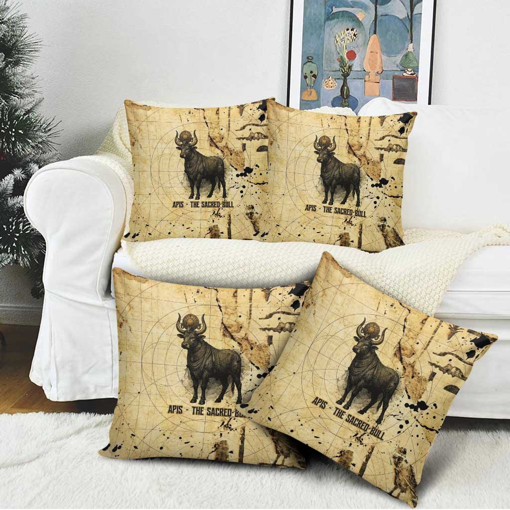 Apis Pillow Cover Ancient Egyptian Papyrus Map, Egyptian Crown Bull Illustration - African Pride