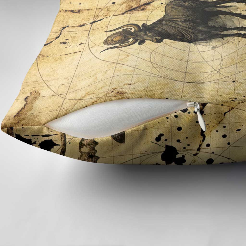 Apis Pillow Cover Ancient Egyptian Papyrus Map, Egyptian Crown Bull Illustration - African Pride