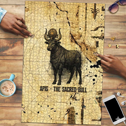 Apis Puzzle Ancient Egyptian Papyrus Map, Egyptian Crown Bull Illustration - African Pride