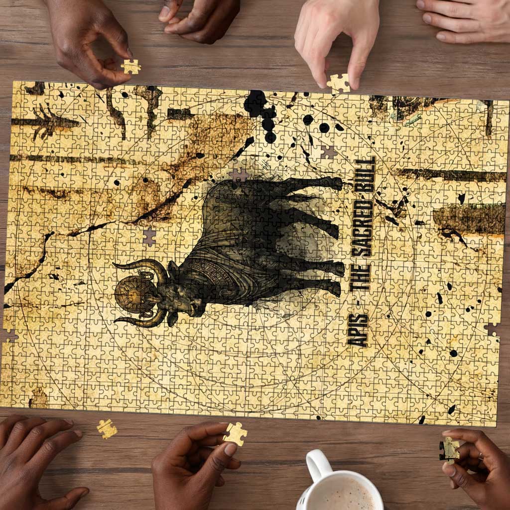 Apis Puzzle Ancient Egyptian Papyrus Map, Egyptian Crown Bull Illustration - African Pride