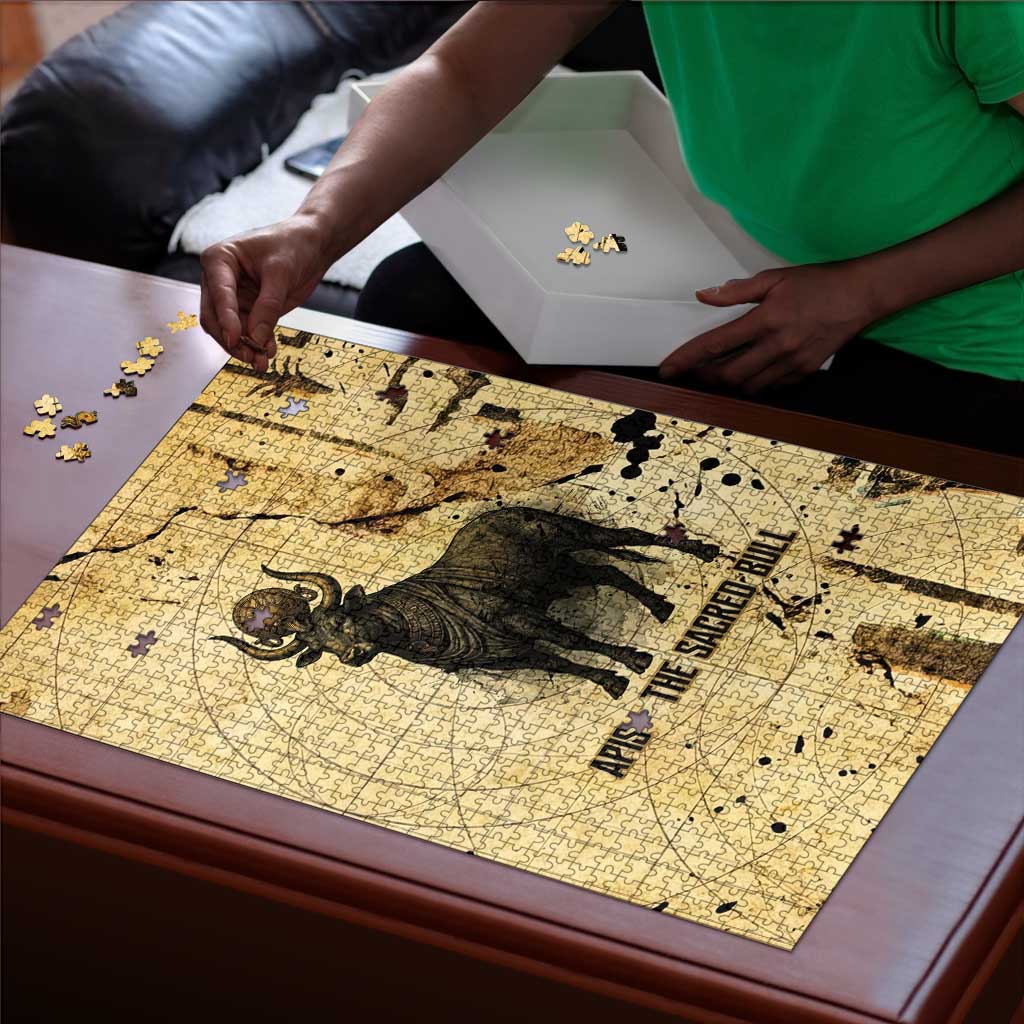 Apis Puzzle Ancient Egyptian Papyrus Map, Egyptian Crown Bull Illustration - African Pride