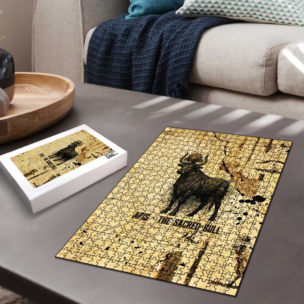 Apis Puzzle Ancient Egyptian Papyrus Map, Egyptian Crown Bull Illustration - African Pride