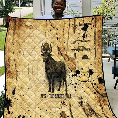 Apis Quilt Ancient Egyptian Papyrus Map, Egyptian Crown Bull Illustration - African Pride