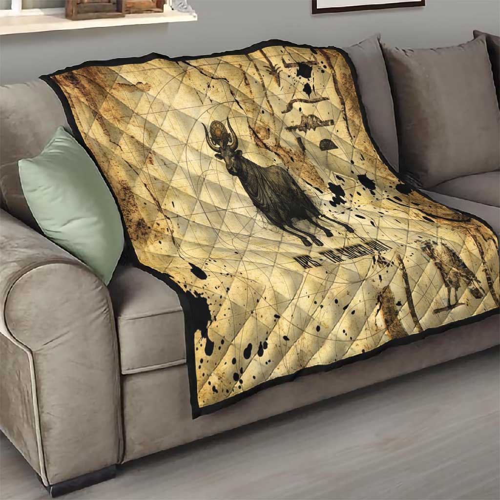 Apis Quilt Ancient Egyptian Papyrus Map, Egyptian Crown Bull Illustration - African Pride