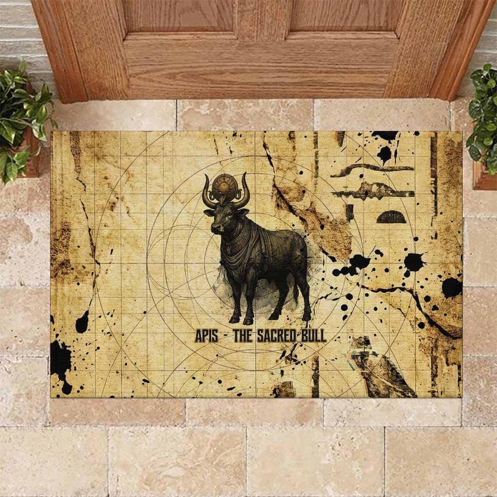 Apis Rubber Doormat Ancient Egyptian Papyrus Map, Egyptian Crown Bull Illustration - African Pride
