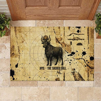 Apis Rubber Doormat Ancient Egyptian Papyrus Map, Egyptian Crown Bull Illustration - African Pride