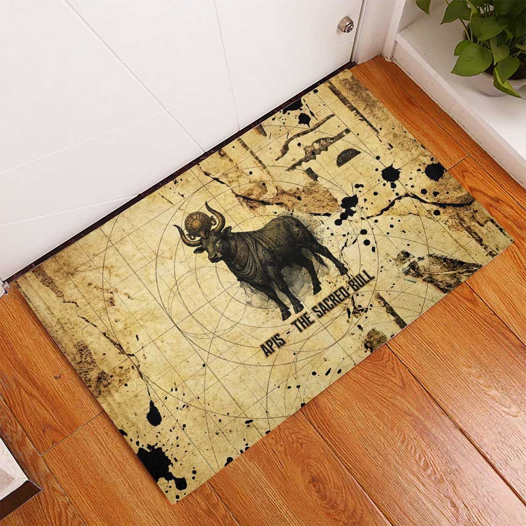 Apis Rubber Doormat Ancient Egyptian Papyrus Map, Egyptian Crown Bull Illustration - African Pride