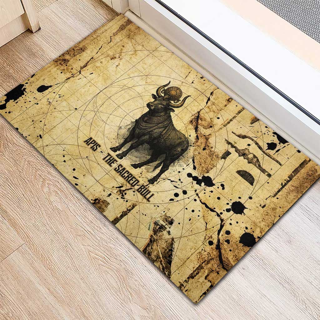 Apis Rubber Doormat Ancient Egyptian Papyrus Map, Egyptian Crown Bull Illustration - African Pride