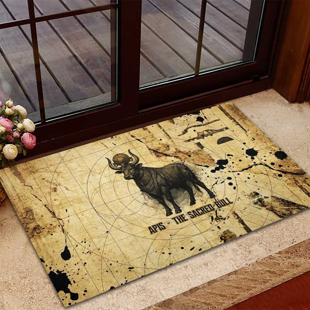Apis Rubber Doormat Ancient Egyptian Papyrus Map, Egyptian Crown Bull Illustration - African Pride