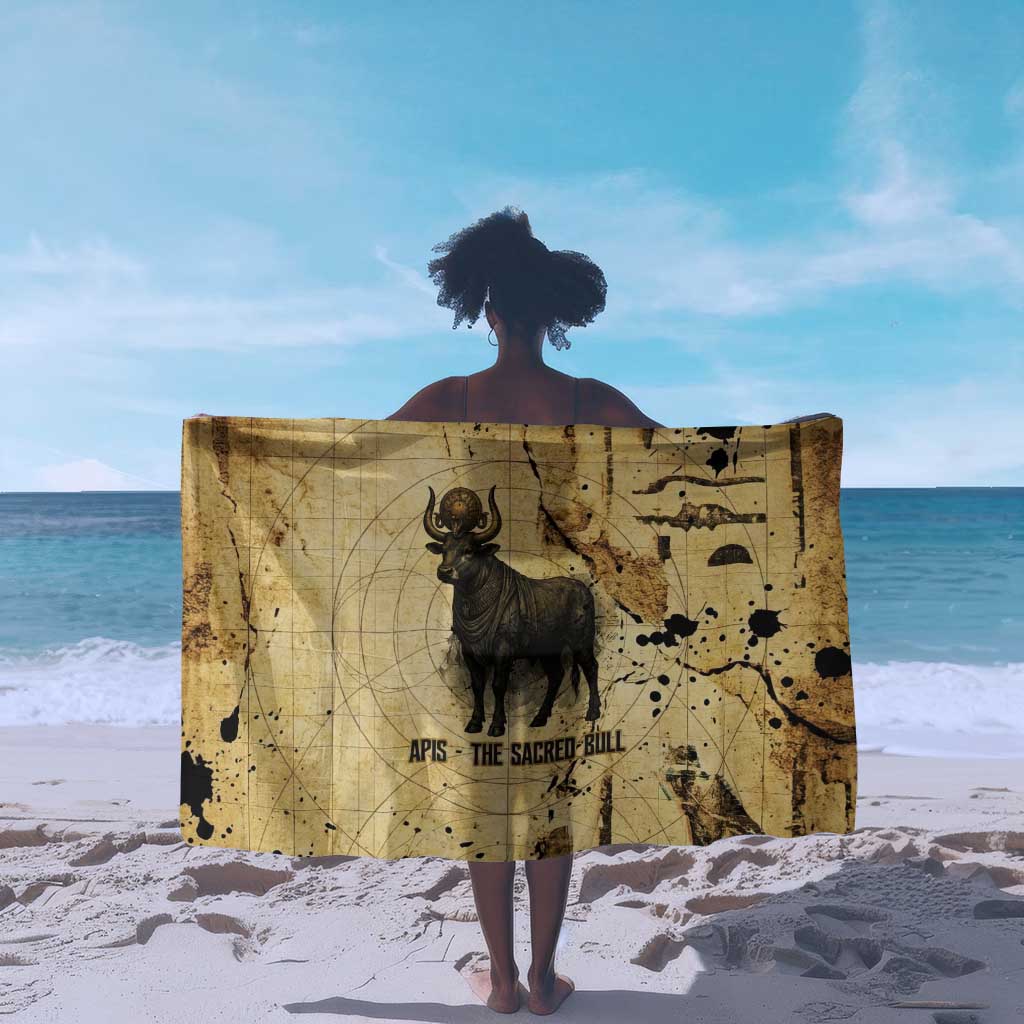 Apis Sarong Ancient Egyptian Papyrus Map, Egyptian Crown Bull Illustration - African Pride