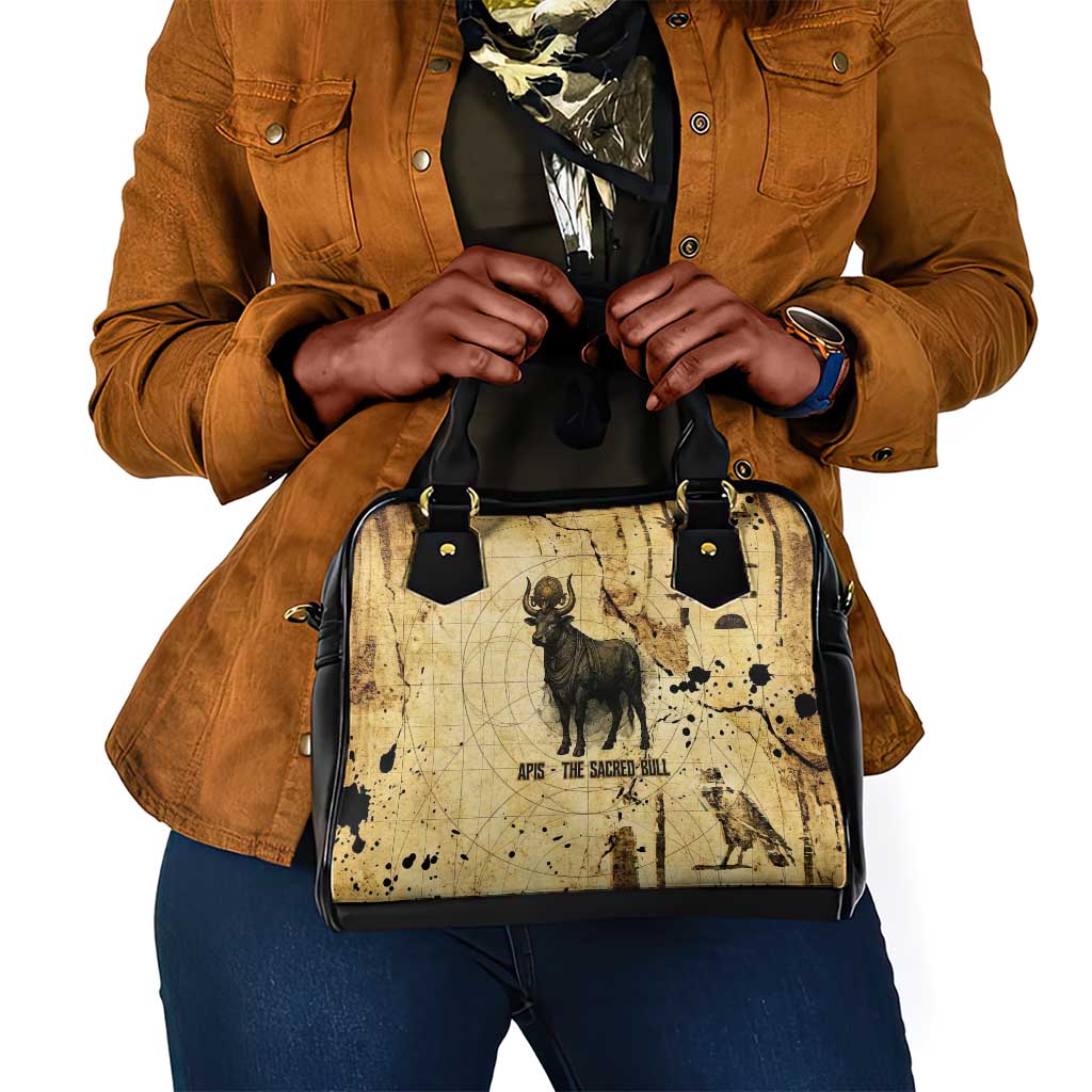 Apis Shoulder Handbag Ancient Egyptian Papyrus Map, Egyptian Crown Bull Illustration - African Pride