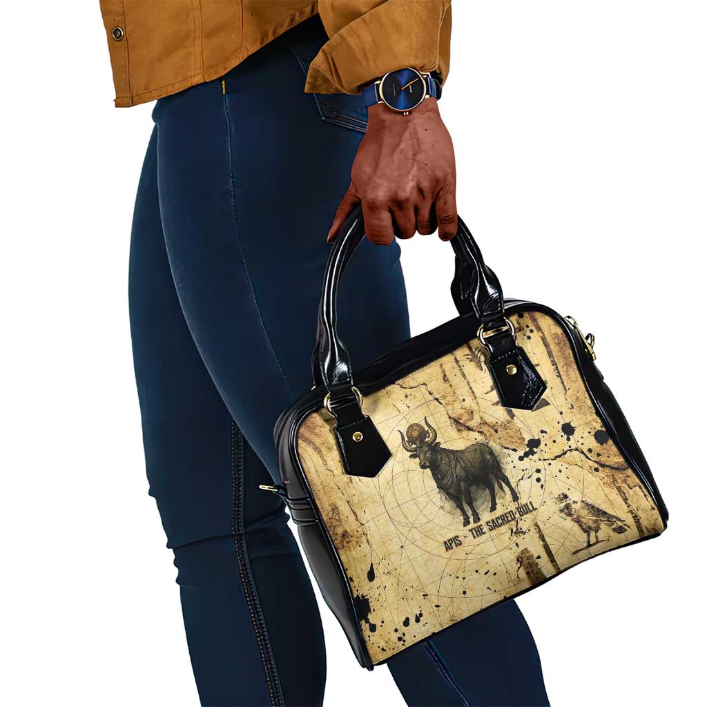 Apis Shoulder Handbag Ancient Egyptian Papyrus Map, Egyptian Crown Bull Illustration - African Pride