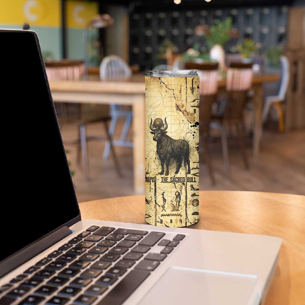 Apis Skinny Tumbler Ancient Egyptian Papyrus Map, Egyptian Crown Bull Illustration - African Pride