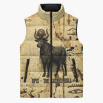 Apis Sleeveless Puffer Jacket Ancient Egyptian Papyrus Map, Egyptian Crown Bull Illustration - African Pride
