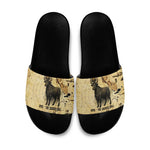 Apis Slide Sandals Ancient Egyptian Papyrus Map, Egyptian Crown Bull Illustration - African Pride